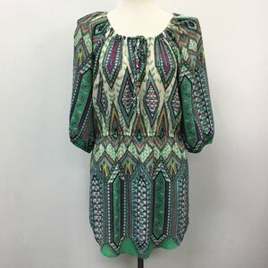 Glam Women's Top Medium Multi-color Green White